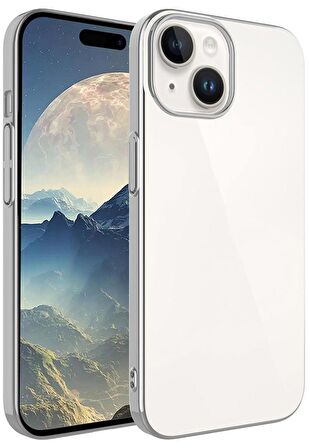 iPhone 15 Kılıf Kamera ve Lens Korumalı Şeffaf Renkli Çerçeveli Sert PC Lüx Kapak 