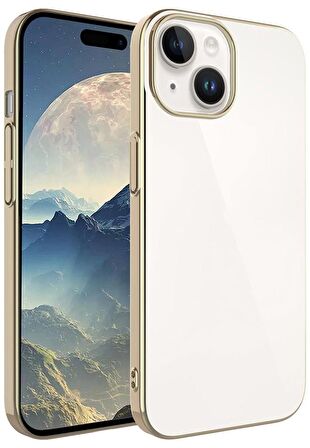 iPhone 15 Kılıf Kamera ve Lens Korumalı Şeffaf Renkli Çerçeveli Sert PC Lüx Kapak 