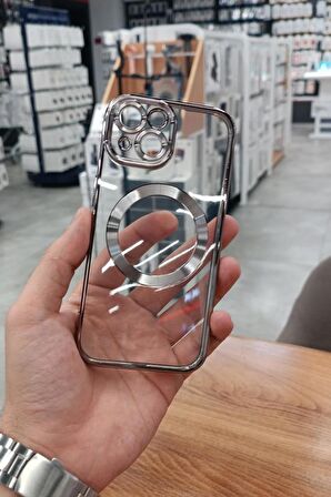 iPhone 15 Kılıf Köşeleri Renkli Şeffaf Kamera Korumalı Magsafe Lüx Kılıf