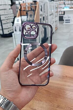 iPhone 15 Kılıf Köşeleri Renkli Şeffaf Kamera Korumalı Magsafe Lüx Kılıf