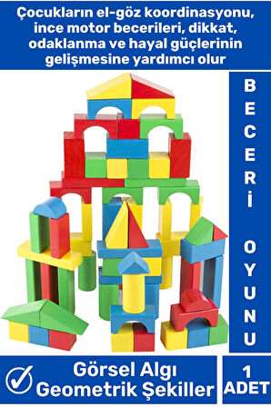 Özel Seri El Göz Koordinasyon Geliştirici Geometrik Şekil Öğretici Eğlenceli AHŞAP BLOKLAR 100 PARÇA