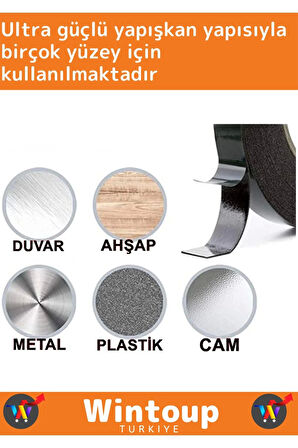 Premium Ultra Güçlü İz Bırakmaz Elastik Yapılı Çift Taraflı 48mm-10Metre Akrilik Köpük Bant 3 Ad