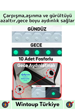 Özel Üretim Uzun Ömürlü Oto Araç Otomobil Gürültü Darbe Çizilme Önleyici Fosforlu Koruyucu Ped 10'lu