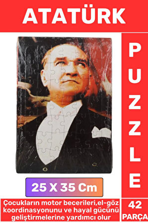 Premium Eğitici Eğlenceli El-Göz Koordinasyonu Motor Becerisi Geliştiren 42 Parça Puzzle ATATÜRK