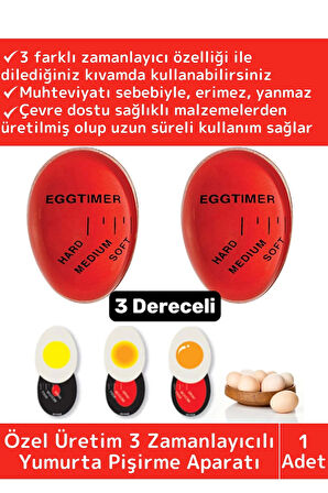 Özel Yüksek Kaliteli Yanmaz Erimez 3 Farklı Zamanlayıcılı Yumurta Pişirme Derecesi Aparatı Egg Timer