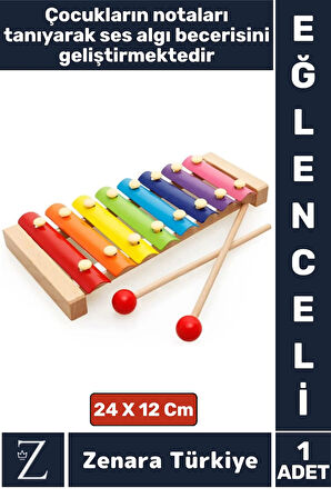 Çocuk Oyun Eğitici Müzik Aletleri Ses Algısı Tanıma Tın Ton Ayarlı Eğlenceli AHŞAP RENKLİ KSİLOFON