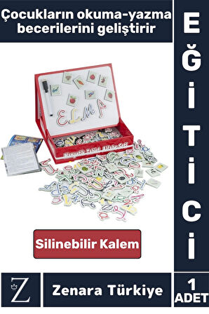 Eğlenceli Alfabe Dil Bilgisi Geliştirici Silinebilir Yazı Kalemli Öğretici MANYETİK TABLET ALFABE