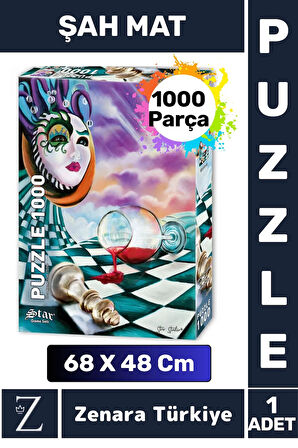 Premium Eğlenceli Eğitici Görsel Algı Problem Çözme Becerisi PUZZLE 1000 Parça ŞAH MAT