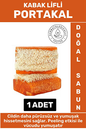 Özel Üretim Masaj Etkili Nemlendirici Kuruluk Giderici Doğal Kabak Lifli Portakal Sabunu 1 Adet