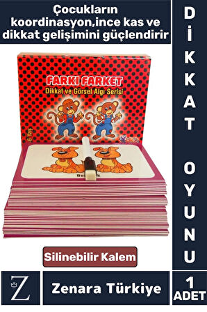 Çocuk Eğitici El Göz Koordinasyon Görsel Algı Kavram Geliştiren Dikkat Oyunu Eğlenceli FARKI FARKET