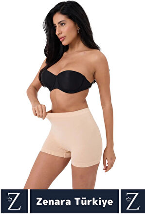 Gündelik İz Göstermez Vücut Sıkılaştıran İncelten Toparlayan Dikişsiz Yüksek Bel Boxer Şort Korse