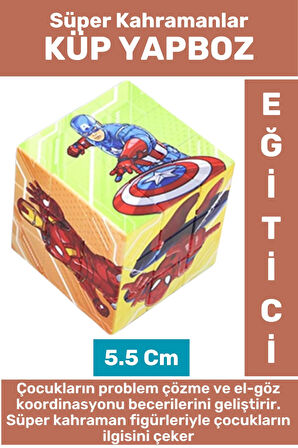 Premium El Göz Koordinasyon Geliştirici Eğitici Eğlenceli Süper Kahraman Figürlü Çocuk KÜP YAPBOZ