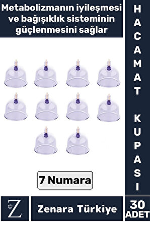 Yüksek Kaliteli Metabolizma Etkili Vakumlu Hacamat Kupası 7 NUMARA 30 ADET