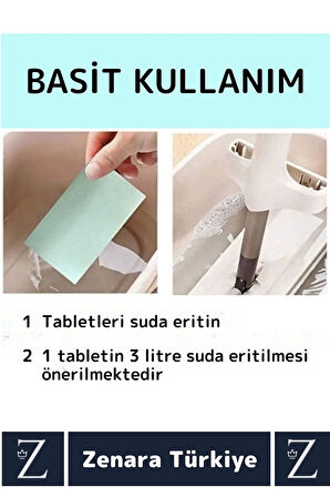 Premium Dükkan Fayans Ahşap Parçalanabilir Pratik Kullanım Zemin Parlatma Temizleme Tableti 20 Adet