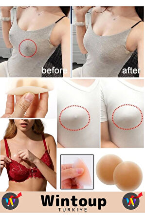 Premium Seri Kadın Ten Meme İç Giyim %100 Silikn Göğüs Ucu Kapatan Gizleyen Ped Nipple Pad 7Cm 2Çift