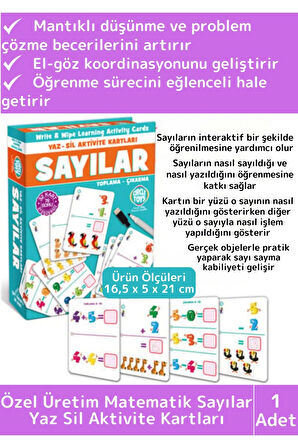 Premium Eğitici El Göz Koordinasyon Zeka Geliştirici Matematik Sayılar Yaz Sil Aktivite Kartları