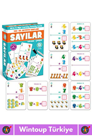 Premium Eğitici El Göz Koordinasyon Zeka Geliştirici Matematik Sayılar Yaz Sil Aktivite Kartları