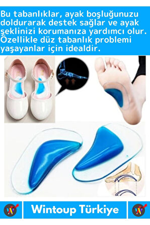 Premium Ergonomik Anatomik Boşluk Doldurucu Jel Düz Tabanlık Ark Destekli Silikon Ayak Tabanlığı 2li