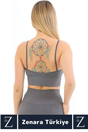 Premium Göğüs Toparlayan Sarkma Önleyen Gündelik Spor Kullanım İnce Askı Pedli Çizgili Crop Büstiyer