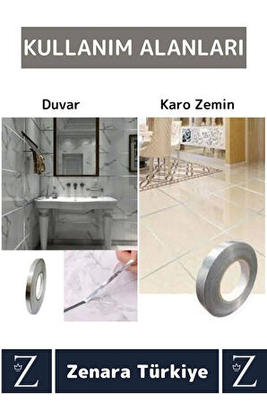 Premium Güçlü Kendinden Yapışkanlı Su Geçirmez Fayans Arası Şerit Derz Bant 0.5 Cm X 50 Metre 5 Adet
