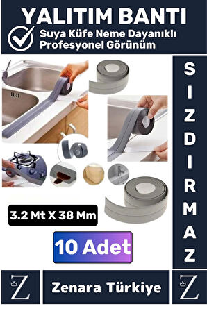Premium Ekstra Dayanıklı Pvc Yağ Kenar Küf Önleyici Gri Sızdırmaz İzolasyon Bantı 3.2 Mt X 10 Adet