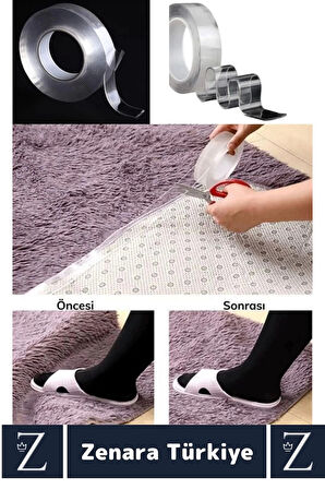 Premium Güçlü Yüksek Mukavemetli 60 Kg Kapasite Nano Çift Taraflı Doku Şeffaf Bant 3 Metre X 3 Adet