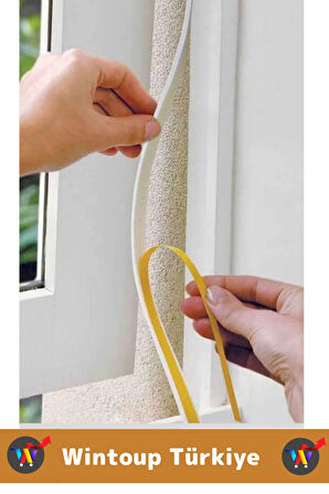 Premium Yapışkanlı Pencere İzolasyon Bantı Rüzgar Soğuk Kesici Cam Yalıtım Süngeri 9 Metre X 5 Adet