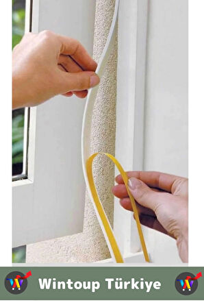 Premium Yapışkanlı Pencere İzolasyon Bantı Rüzgar Soğuk Kesici Cam Yalıtım Süngeri 9 Metre X 10 Adet