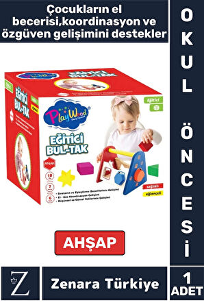 Okul Öncesi El Becerisi Özgüven Koordinasyon Gelişimi Çocuk Eğitici Eğlenceli Ahşap Oyun BUL-TAK