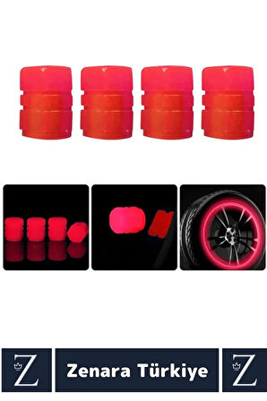 Tüm Otomobil Bisiklet Motosiklet Minibüslerle Uyumlu Kolay Montaj Fosforlu Sibop Kapağı 4 Adet