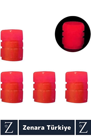 Tüm Otomobil Bisiklet Motosiklet Minibüslerle Uyumlu Kolay Montaj Fosforlu Sibop Kapağı 4 Adet