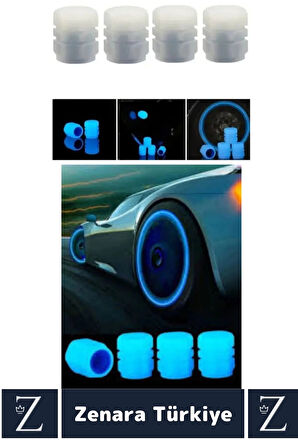 Tüm Otomobil Bisiklet Motosiklet Minibüslerle Uyumlu Kolay Montaj Fosforlu Sibop Kapağı 4 Adet