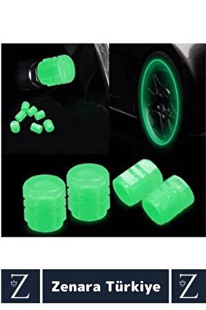 Tüm Otomobil Bisiklet Motosiklet Minibüslerle Uyumlu Kolay Montaj Fosforlu Sibop Kapağı 4 Adet