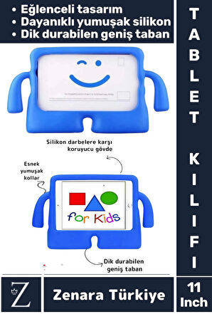Apple Samsung Uyumlu Geniş Tabanlı Yumuşak Tutacaklı Tam Koruma Silikon Çocuk Tablet Kılıfı 11 Inch
