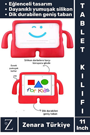 Apple Samsung Uyumlu Geniş Tabanlı Yumuşak Tutacaklı Tam Koruma Silikon Çocuk Tablet Kılıfı 11 Inch