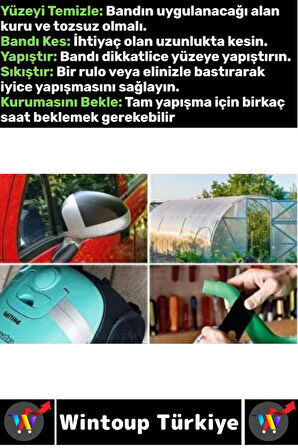 Uzun Ömürlü Su Nem Küfe Dayanıklı Çok Amaçlı SİYAH Montaj Onarım Tamir Bantı 48 Mm X 10 Metre