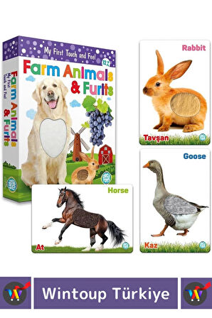 Premium Eğitici Görsel Algı Dil Öğrenme Eğlenceli Öğrenme Dokun Hisset Çiftlik Hayvanları&Meyveler
