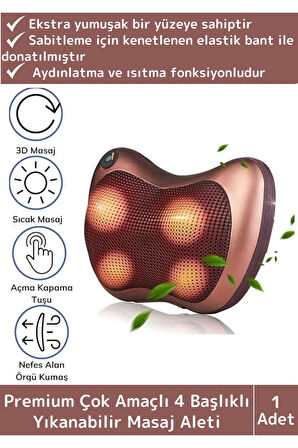 Özel Üretim 4 Başlıklı Yıkanabilir Kılıflı Aydınlatma Kutulu Çok Amaçlı Boyun Omuz Sırt Masaj Aleti