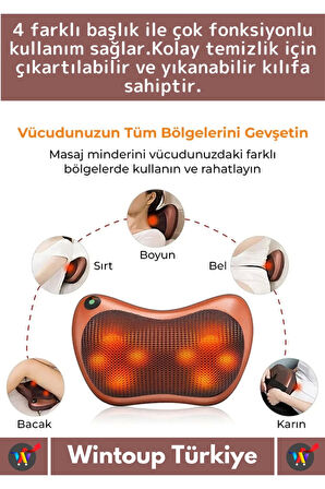 Özel Üretim 4 Başlıklı Yıkanabilir Kılıflı Aydınlatma Kutulu Çok Amaçlı Boyun Omuz Sırt Masaj Aleti