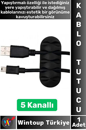 Kablo Düzenleyici Şarj Kablosu Kulaklık Dağınıklık Önleyen 5 Kanallı Yapışkanlı Kablo Tutucu