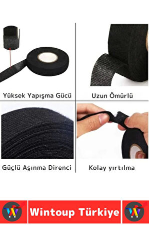 Aşınma Dirençli Korozyona Dayanıklı Kaymaz Kalıntı Bırakmaz Alev Geciktirici Bant 2 CmX10 Mtr 4 Adet