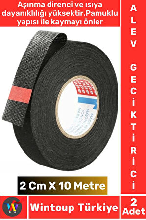 Aşınma Dirençli Korozyona Dayanıklı Kaymaz Kalıntı Bırakmaz Alev Geciktirici Bant 2 CmX10 Mtr 2 Adet
