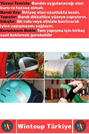 Uzun Ömürlü Su Nem Küfe Dayanıklı Çok Amaçlı KIRMIZI Montaj Onarım Tamir Bantı 48 MmX10 Metre 3 Adet