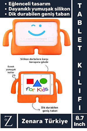 Apple Samsung Uyumlu Geniş Tabanlı Yumuşak Tutacaklı Tam Koruma Silikon Çocuk Tablet Kılıfı 8.7 Inch