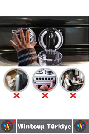 Gazlı Elektrikli Ocak Uyumlu Montajsızz Çocuk Bebek Güvenlik Ocak Düğmesi Koruyucu Kapak 4 Adet