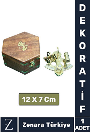 Premium Dekoratif Koleksiyon Erkek Arkadaş Sevgililer Günü Özel Hediyelik PİRİNÇ Ahşap Kutu SEKSTANT