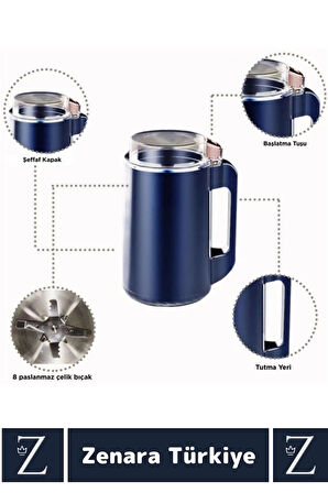 Ergonomik Tutma Saplı Kolay Temizlenir Tek Tuş Bas Çalıştır Kuruyemiş Baharat Kahve Öğütücü 500 ML
