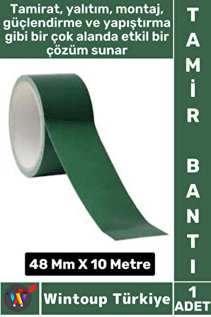 Uzun Ömürlü Su Nem Küfe Dayanıklı Çok Amaçlı YEŞİL Montaj Onarım Tamir Bantı 48 Mm X 10 Metre