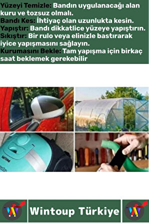 Uzun Ömürlü Su Nem Küfe Dayanıklı Çok Amaçlı YEŞİL Montaj Onarım Tamir Bantı 48 Mm X 10 Metre 5 Adet