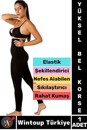 Gündelik Spor Karın Bel Sıkılaştıran Güçlendiren Toparlayan Elastik Konforlu YÜKSEK BEL KORSE TAYT